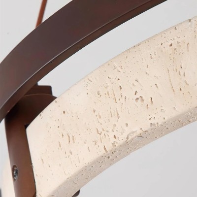 Hendricks Wabi-Sabi Travertine Circular LED Pendant Light