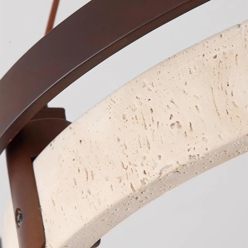 Hendricks Wabi-Sabi Travertine Circular LED Pendant Light