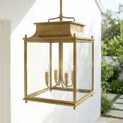Marcellus Classic Metal Clear Glass Outdoor Lantern Pendant Light