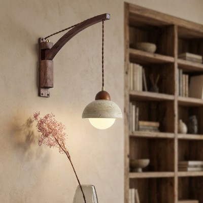 Josiah Modern Solid Wood Travertine Wall Lamp
