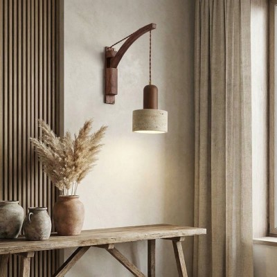Josiah Modern Solid Wood Travertine Wall Lamp