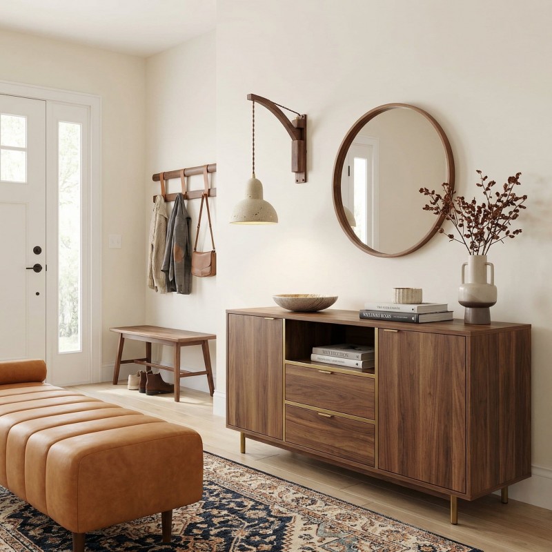 Josiah Modern Solid Wood Travertine Wall Lamp