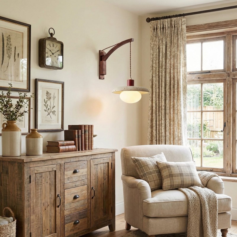 Josiah Modern Solid Wood Travertine Wall Lamp