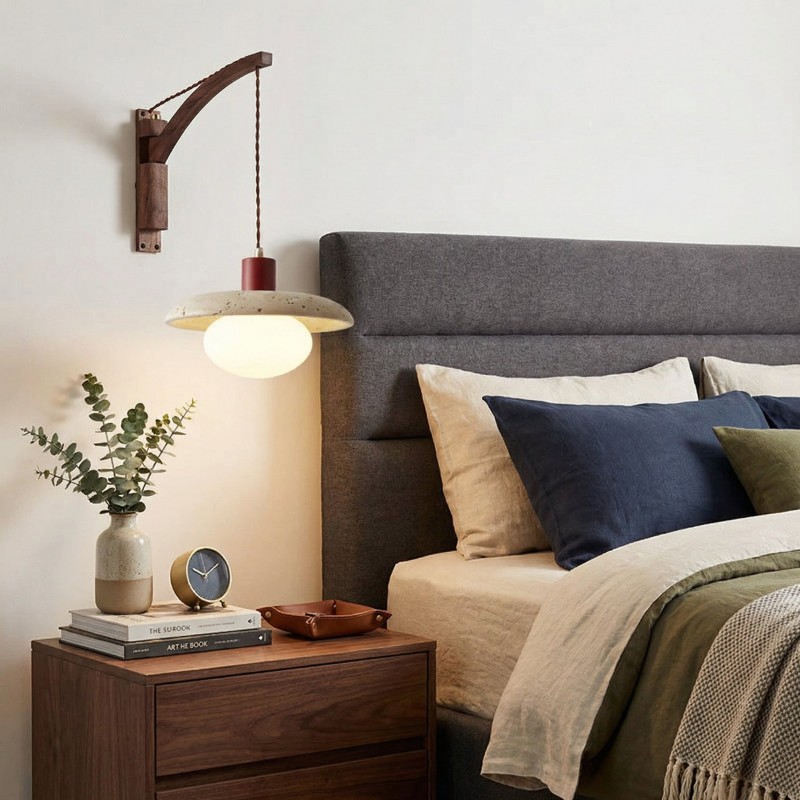 Josiah Modern Solid Wood Travertine Wall Lamp