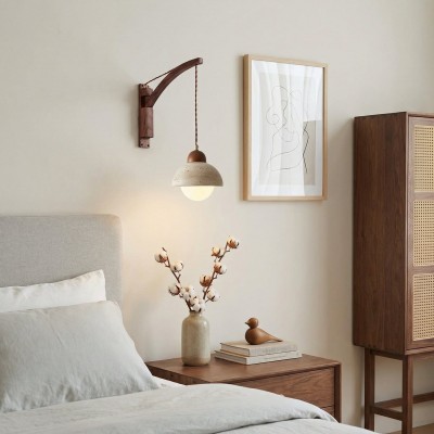 Josiah Modern Solid Wood Travertine Wall Lamp