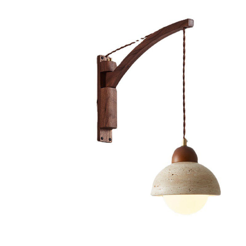 Josiah Modern Solid Wood Travertine Wall Lamp