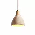 Kurtis Modern Travertine Wood Dome Pendant Light
