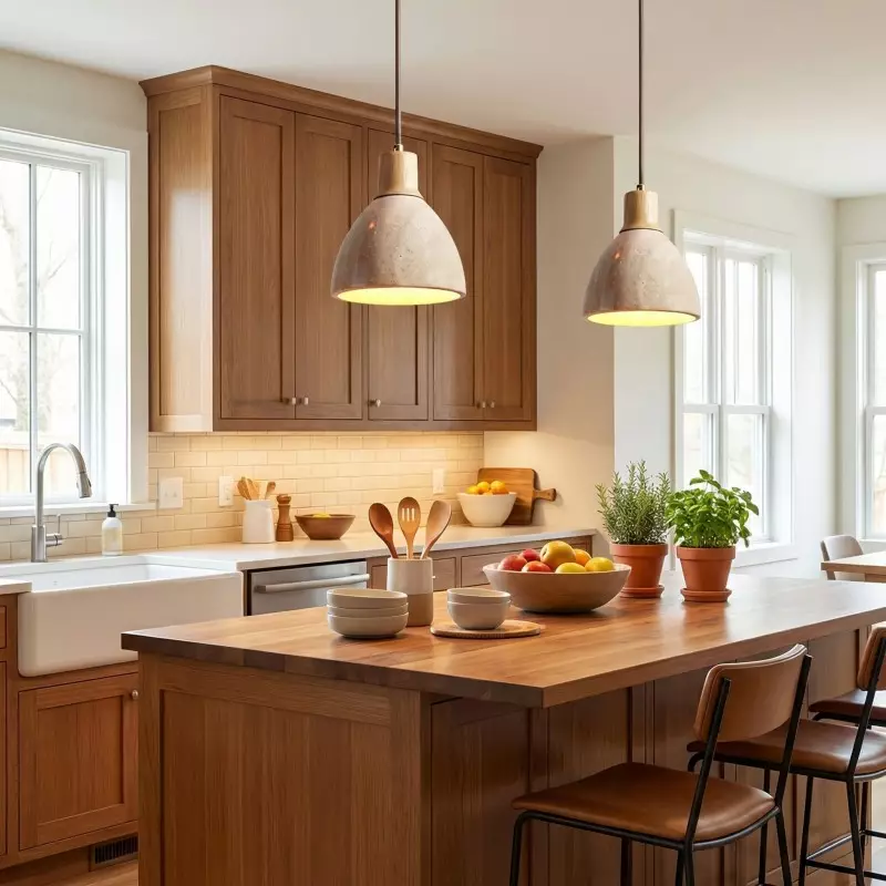 Kurtis Modern Travertine Wood Dome Pendant Light