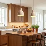 Kurtis Modern Travertine Wood Dome Pendant Light