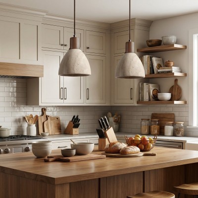 Kurtis Minimalist Travertine Dome Pendant Light