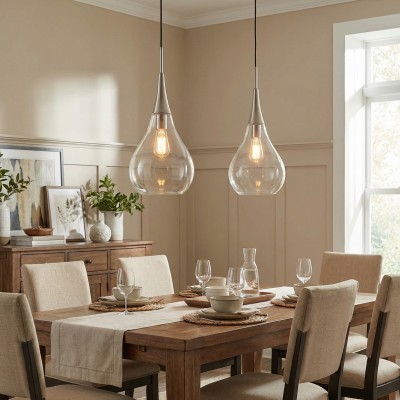 Clarke Minimalist Teardrop Glass Pendant Light