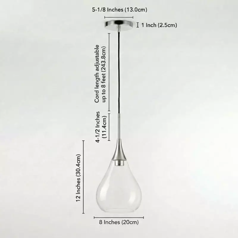 Clarke Minimalist Teardrop Glass Pendant Light