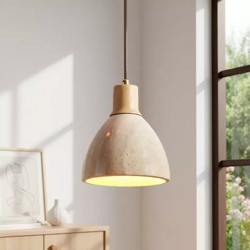 Kurtis Minimalist Travertine Dome Pendant Light