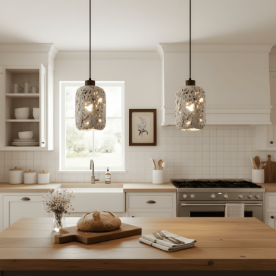 Kianu Wabi-Sabi Travertine Barrel Pendant Light