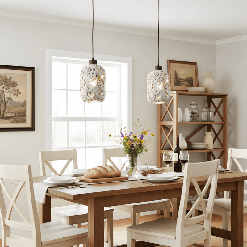 Kianu Wabi-Sabi Travertine Barrel Pendant Light
