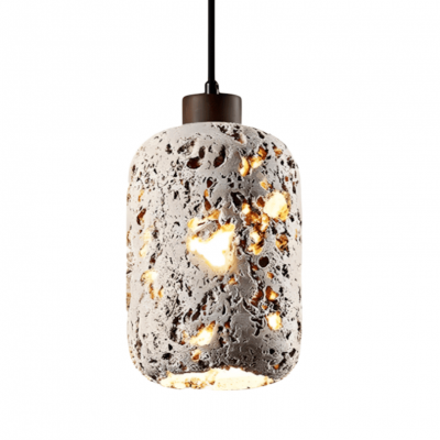 Kianu Wabi-Sabi Travertine Barrel Pendant Light