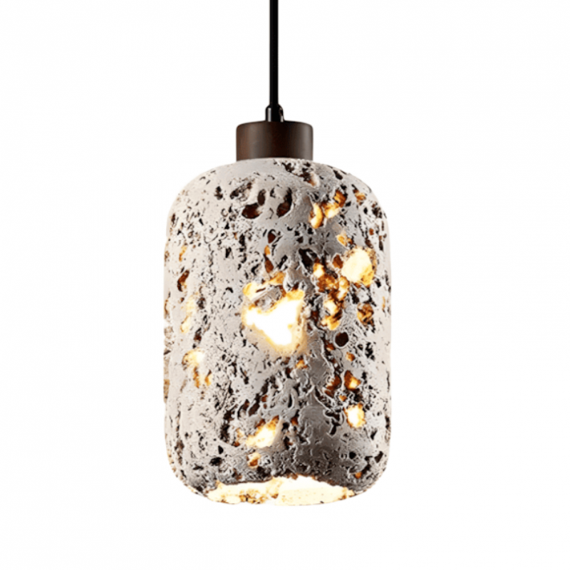 Kianu Wabi-Sabi Travertine Barrel Pendant Light