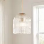 Alain Farmhouse Cooper Ribbed Glass Pendant Light