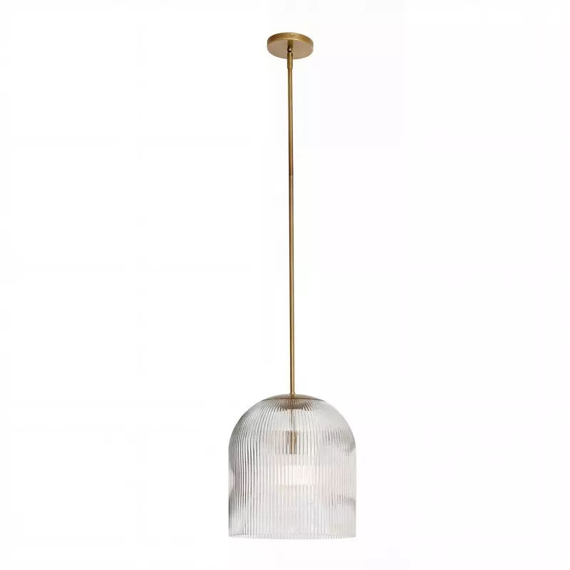 Alain Farmhouse Cooper Ribbed Glass Pendant Light