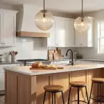 Alain Farmhouse Cooper Ribbed Glass Pendant Light