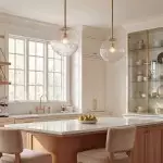 Alain Farmhouse Cooper Ribbed Glass Pendant Light