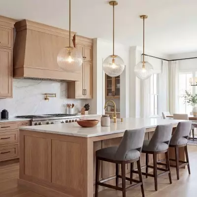 Alain Farmhouse Cooper Ribbed Glass Pendant Light