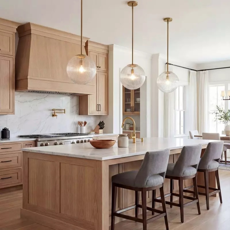 Alain Farmhouse Cooper Ribbed Glass Pendant Light