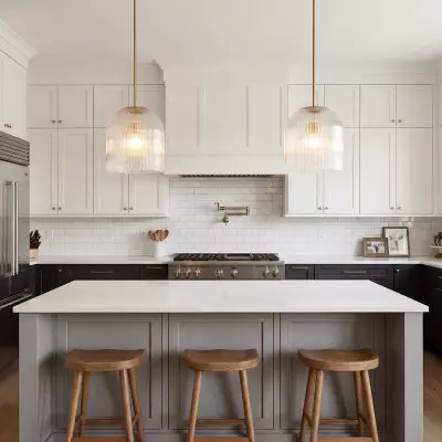 Alain Farmhouse Cooper Ribbed Glass Pendant Light