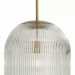 Alain Farmhouse Cooper Ribbed Glass Pendant Light