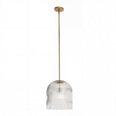 Alain Farmhouse Cooper Ribbed Glass Pendant Light For Dining Room & Kitchen