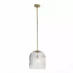 Alain Farmhouse Cooper Ribbed Glass Pendant Light For Dining Room & Kitchen