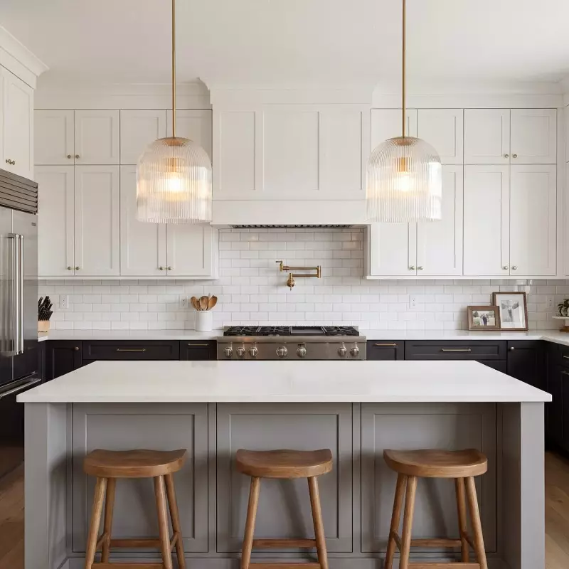 Alain Farmhouse Cooper Ribbed Glass Pendant Light For Dining Room & Kitchen