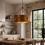 Ojaswi Rustic Bronze Industrial Pendant Light with Drum Shade