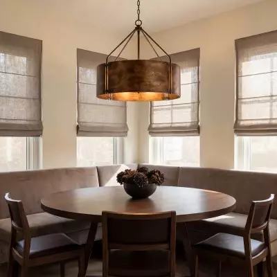 Ojaswi Rustic Bronze Industrial Pendant Light with Drum Shade