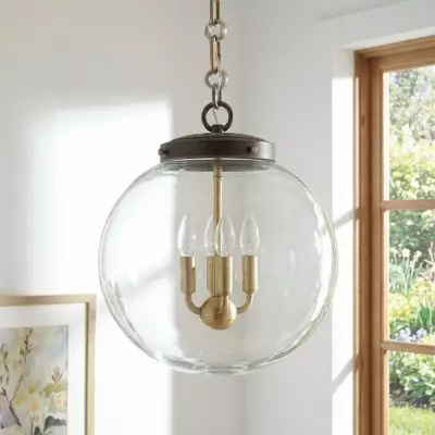 Oona Farmhouse Gold Glass Globe Pendant Light