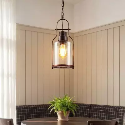 Eryxis Industrial Vintage Iron Glass Jar Pendant Light