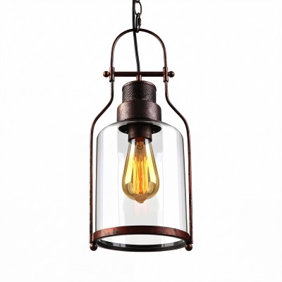 Eryxis Industrial Vintage Iron Glass Jar Pendant Light