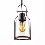Eryxis Industrial Vintage Iron Glass Jar Pendant Light