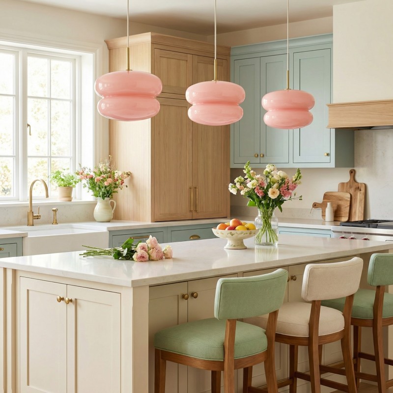 Josie Cream Bauhaus Opal Glass Pendant Light