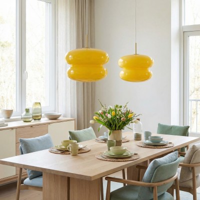 Josie Cream Bauhaus Opal Glass Pendant Light