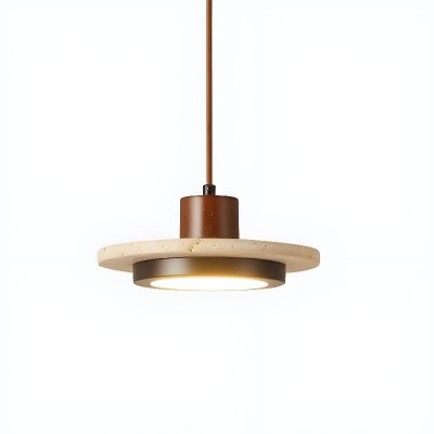 Kassia Wabi-Sabi Travertine Disc LED Pendant Light