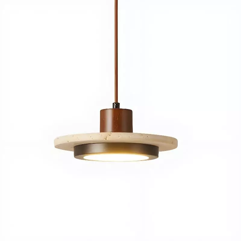 Kassia Wabi-Sabi Travertine Disc LED Pendant Light