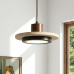 Kassia Wabi-Sabi Travertine Disc LED Pendant Light