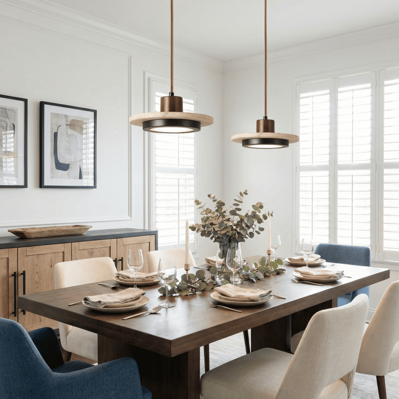 Kassia Wabi-Sabi Travertine Disc LED Pendant Light