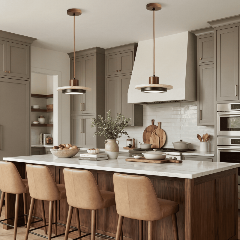 Kassia Wabi-Sabi Travertine Disc LED Pendant Light