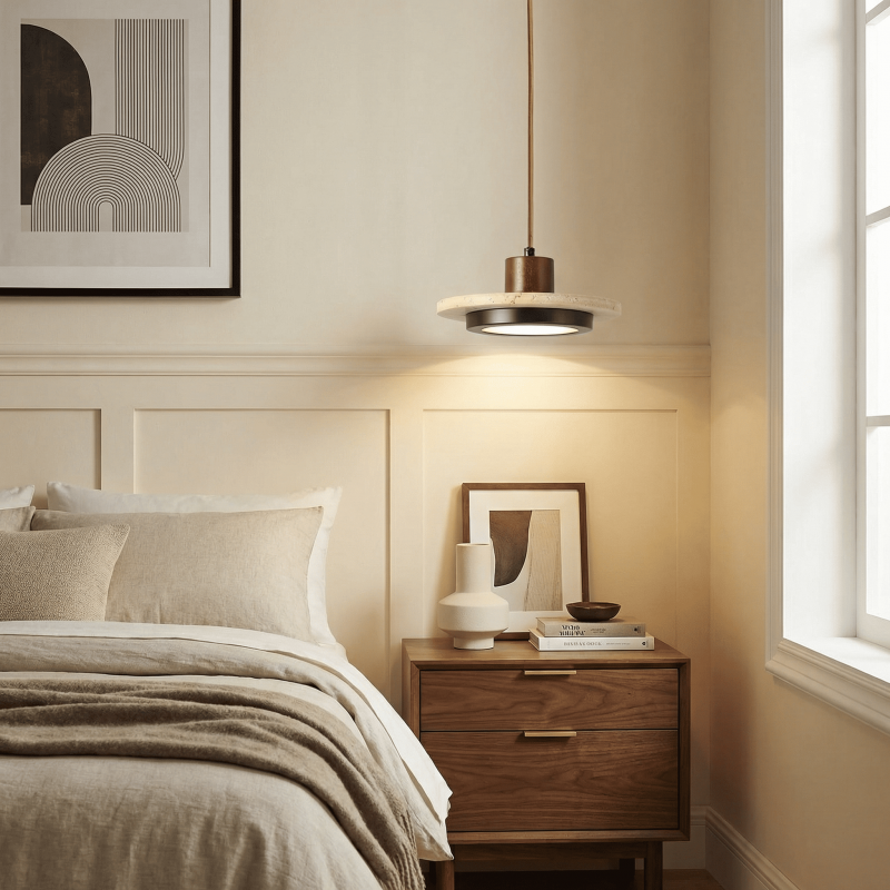 Kassia Wabi-Sabi Travertine Disc LED Pendant Light