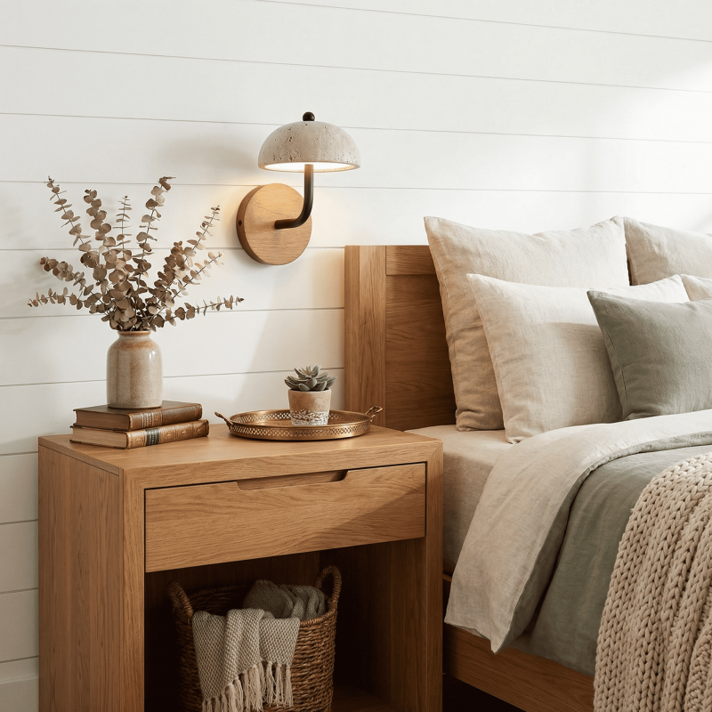 Analeigh Modern Travertine Dome Wall Sconce