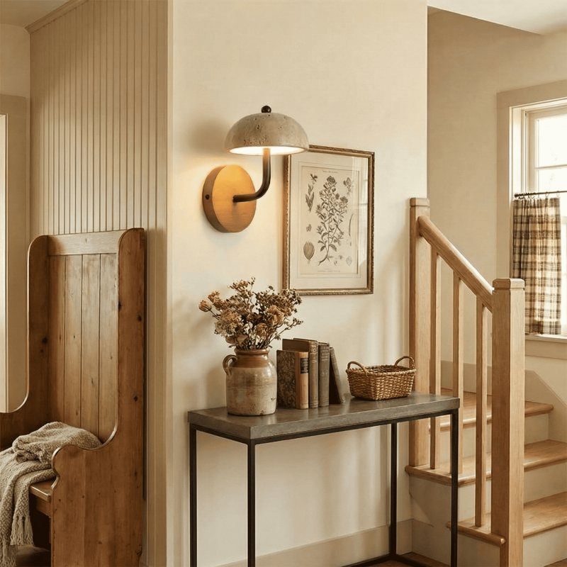 Analeigh Modern Travertine Dome Wall Sconce