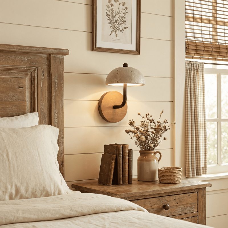 Analeigh Modern Travertine Dome Wall Sconce