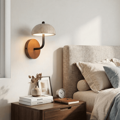 Analeigh Modern Travertine Dome Wall Sconce